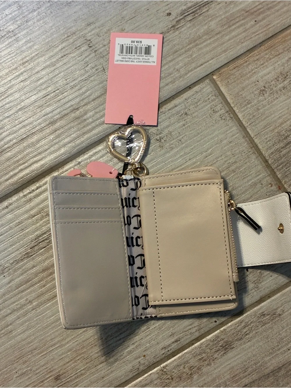 NWT “All Things Juicy Tab Card Wallet” Color Angel With Crystal